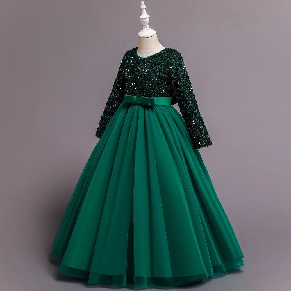 Children's dress girl sequins birthday dress princess dress little girl presenter piano performance clothes in stock - PratSN
