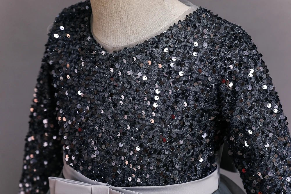 Children's dress girl sequins birthday dress princess dress little girl presenter piano performance clothes in stock - PratSN