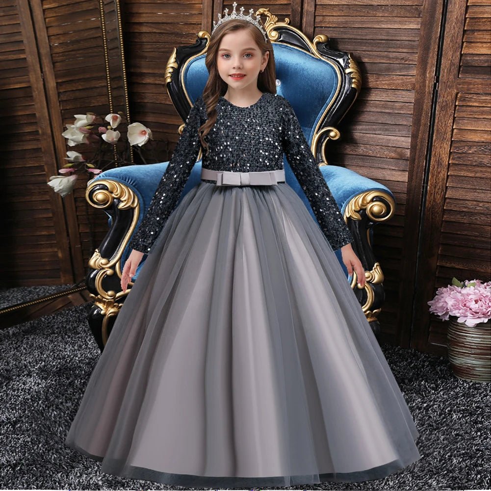 Children's dress girl sequins birthday dress princess dress little girl presenter piano performance clothes in stock - PratSN