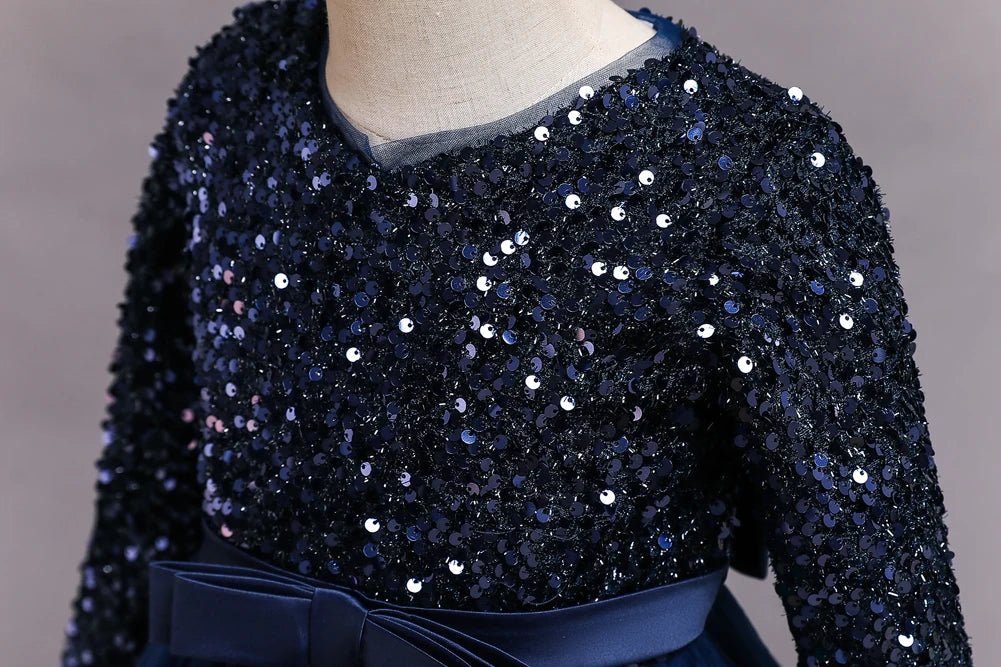 Children's dress girl sequins birthday dress princess dress little girl presenter piano performance clothes in stock - PratSN