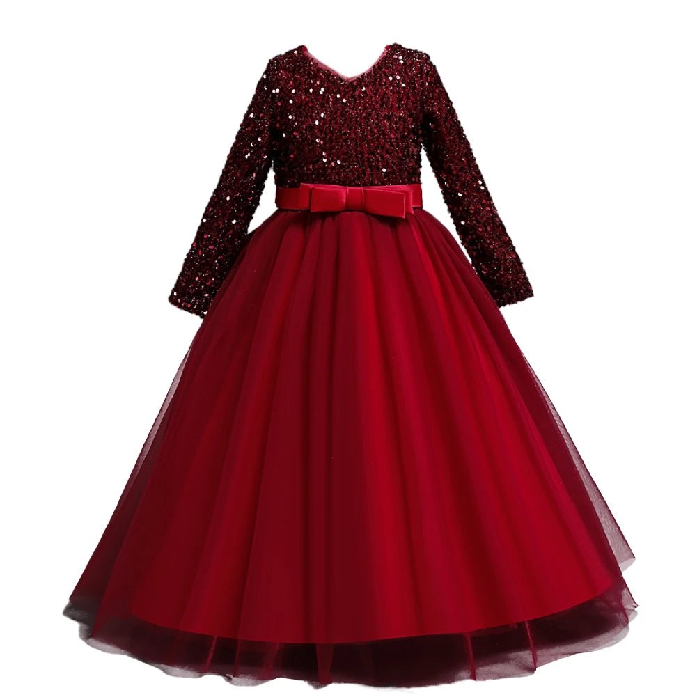 Children's dress girl sequins birthday dress princess dress little girl presenter piano performance clothes in stock - PratSN