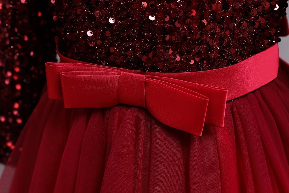 Children's dress girl sequins birthday dress princess dress little girl presenter piano performance clothes in stock - PratSN