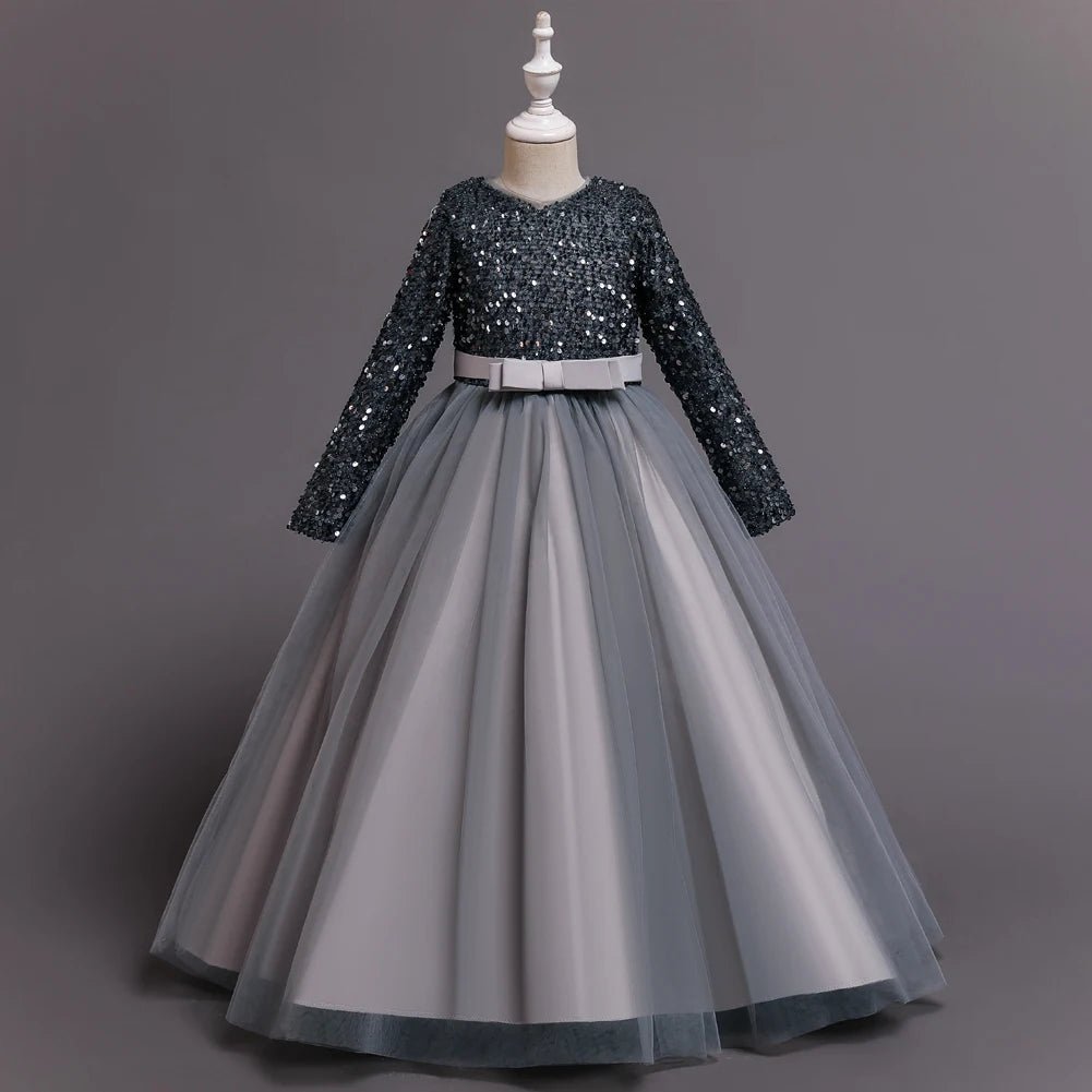 Children's dress girl sequins birthday dress princess dress little girl presenter piano performance clothes in stock - PratSN