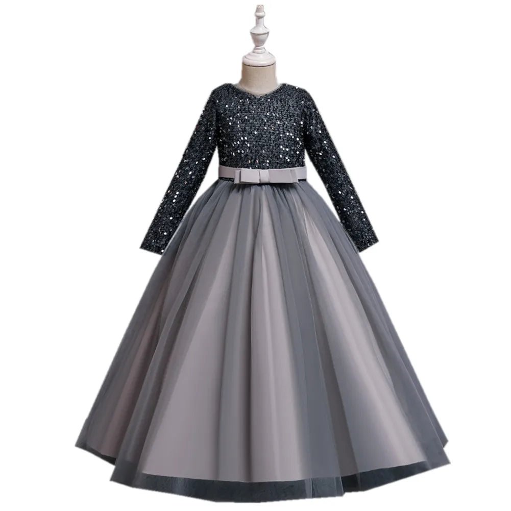 Children's dress girl sequins birthday dress princess dress little girl presenter piano performance clothes in stock - PratSN