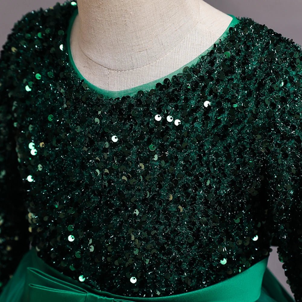 Children's dress girl sequins birthday dress princess dress little girl presenter piano performance clothes in stock - PratSN