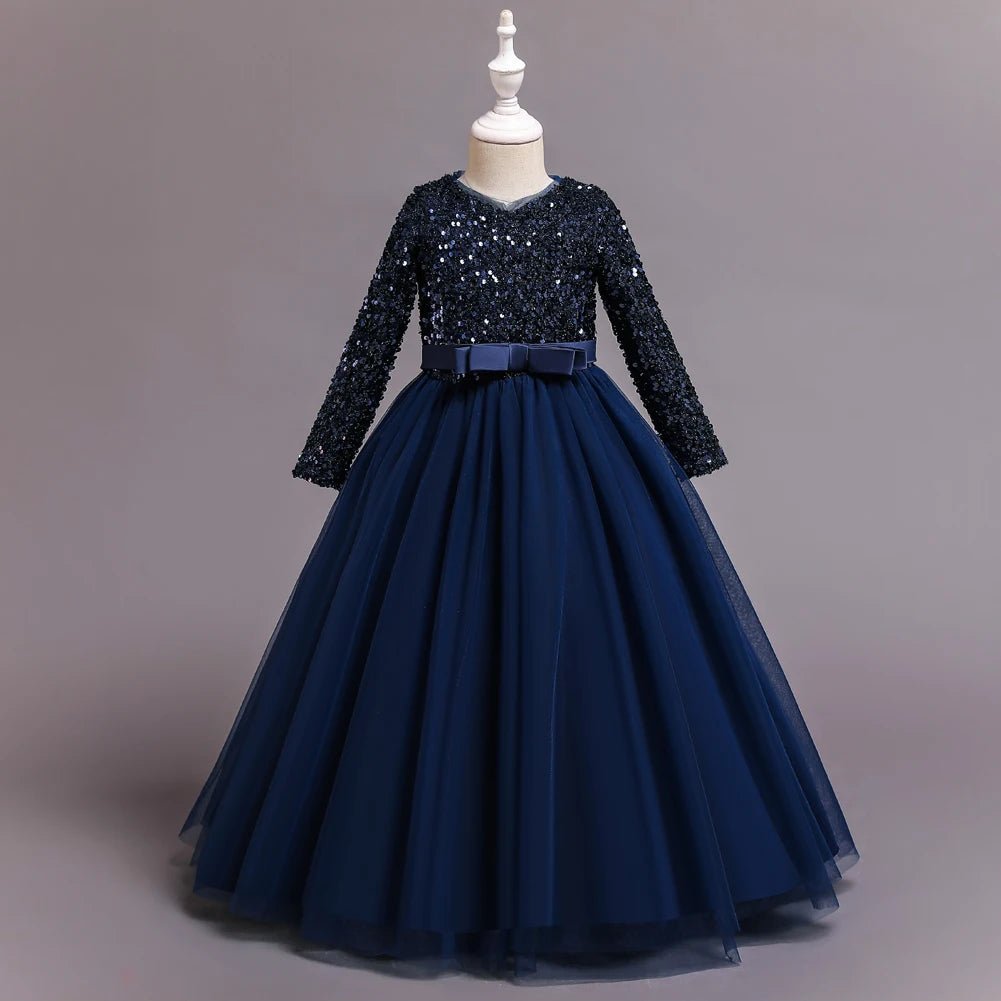 Children's dress girl sequins birthday dress princess dress little girl presenter piano performance clothes in stock - PratSN