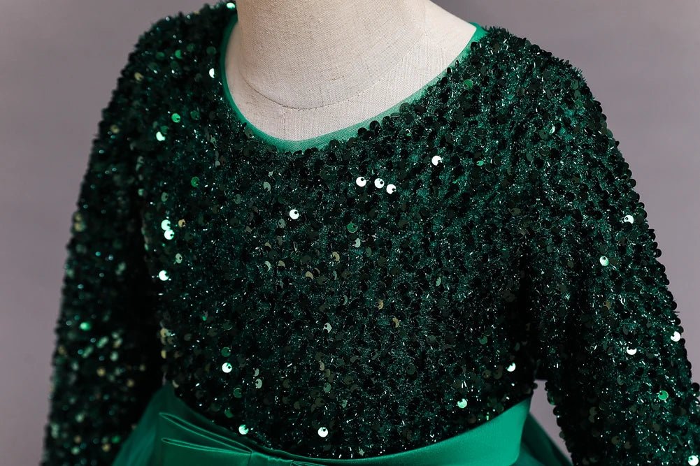 Children's dress girl sequins birthday dress princess dress little girl presenter piano performance clothes in stock - PratSN