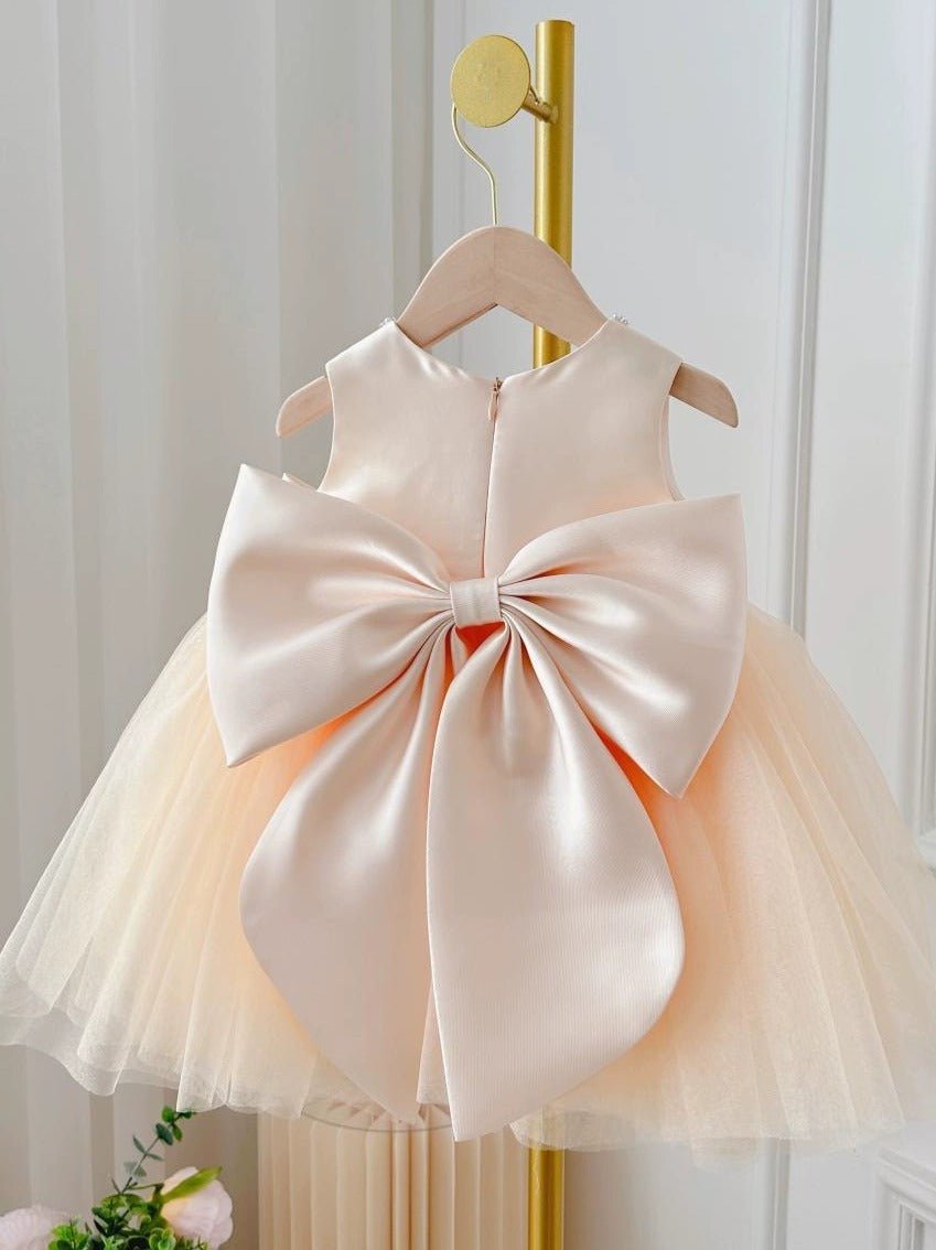 Children's Dress Girls' Summer Long - sleeve Coat Pettiskirt Champagne Big Bow High - waisted Gauzy - PratSN