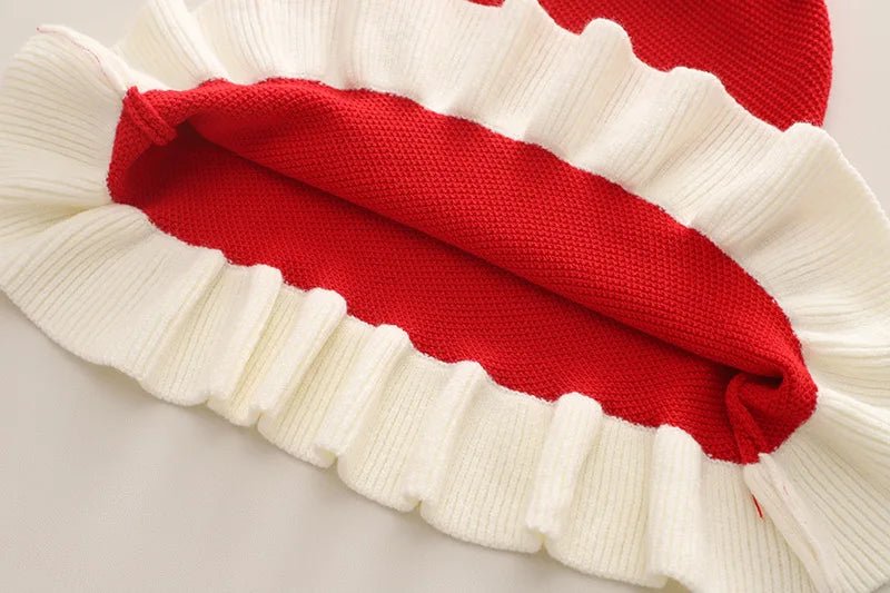 Children's Sweater Set Autumn/Winter Korean version Girls' KnittedTwo Piece Set with Polo Collar Cardigan Love Top pleated skirt - PratSN