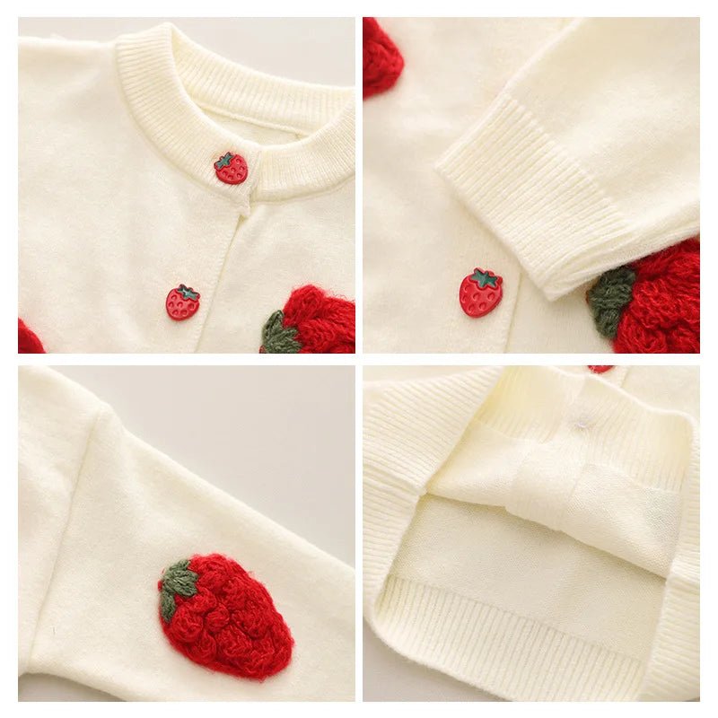Children's Sweater Set Autumn/Winter Korean version Girls' KnittedTwo Piece Set with Polo Collar Cardigan Love Top pleated skirt - PratSN