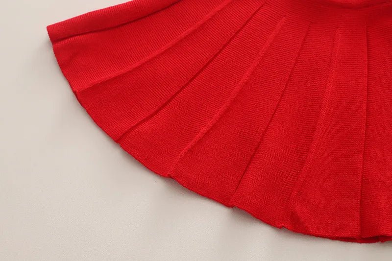 Children's Sweater Set Autumn/Winter Korean version Girls' KnittedTwo Piece Set with Polo Collar Cardigan Love Top pleated skirt - PratSN