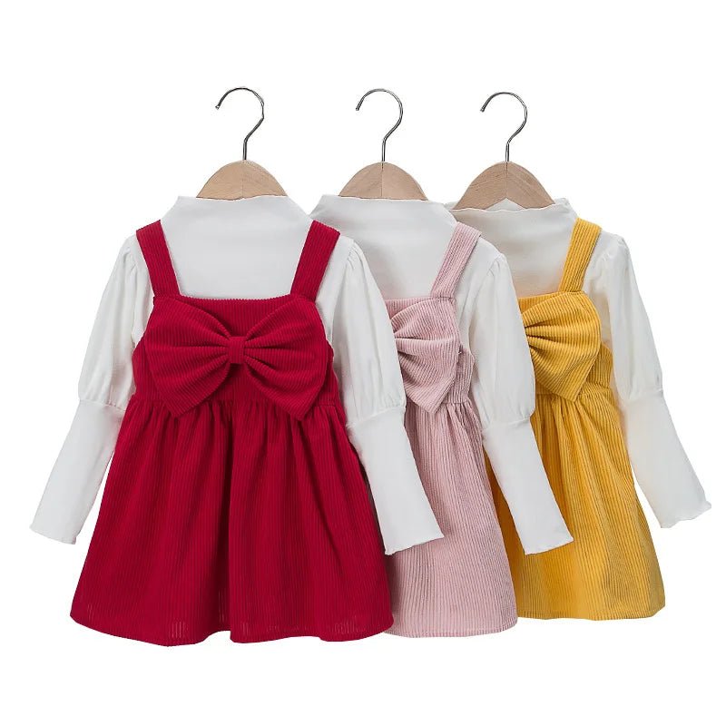 Children's Sweater Set Autumn/Winter Korean version Girls' KnittedTwo Piece Set with Polo Collar Cardigan Love Top pleated skirt - PratSN