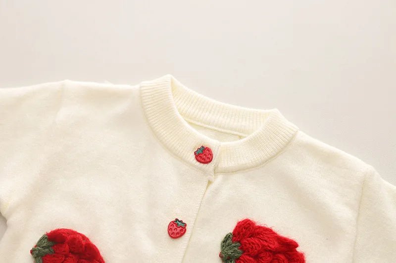 Children's Sweater Set Autumn/Winter Korean version Girls' KnittedTwo Piece Set with Polo Collar Cardigan Love Top pleated skirt - PratSN