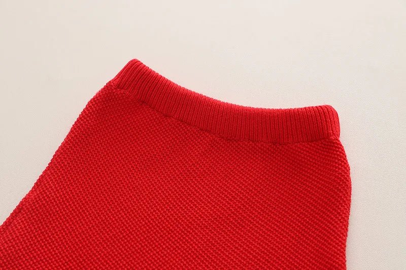 Children's Sweater Set Autumn/Winter Korean version Girls' KnittedTwo Piece Set with Polo Collar Cardigan Love Top pleated skirt - PratSN