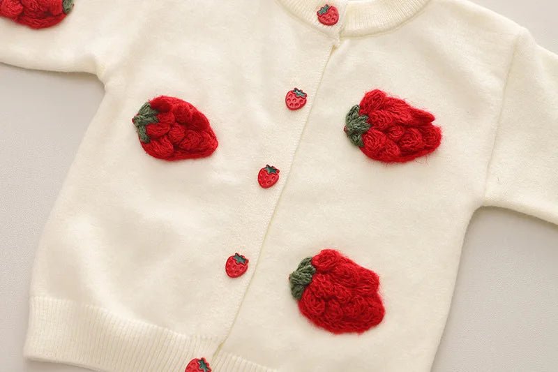 Children's Sweater Set Autumn/Winter Korean version Girls' KnittedTwo Piece Set with Polo Collar Cardigan Love Top pleated skirt - PratSN