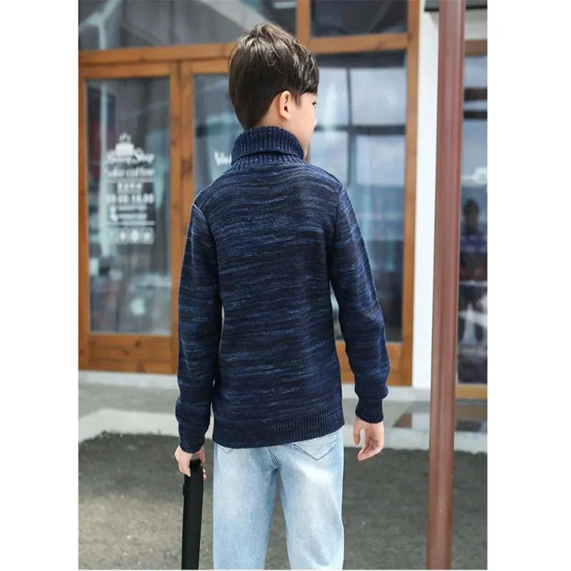 Children's Turtleneck Jumper Boys Thickened Padded Warm Sweater Autumn Winter New Girls Solid Colour Fashion Casual Coat 3 - 10Y - PratSN
