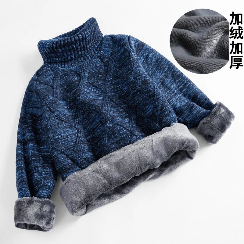 Children's Turtleneck Jumper Boys Thickened Padded Warm Sweater Autumn Winter New Girls Solid Colour Fashion Casual Coat 3 - 10Y - PratSN