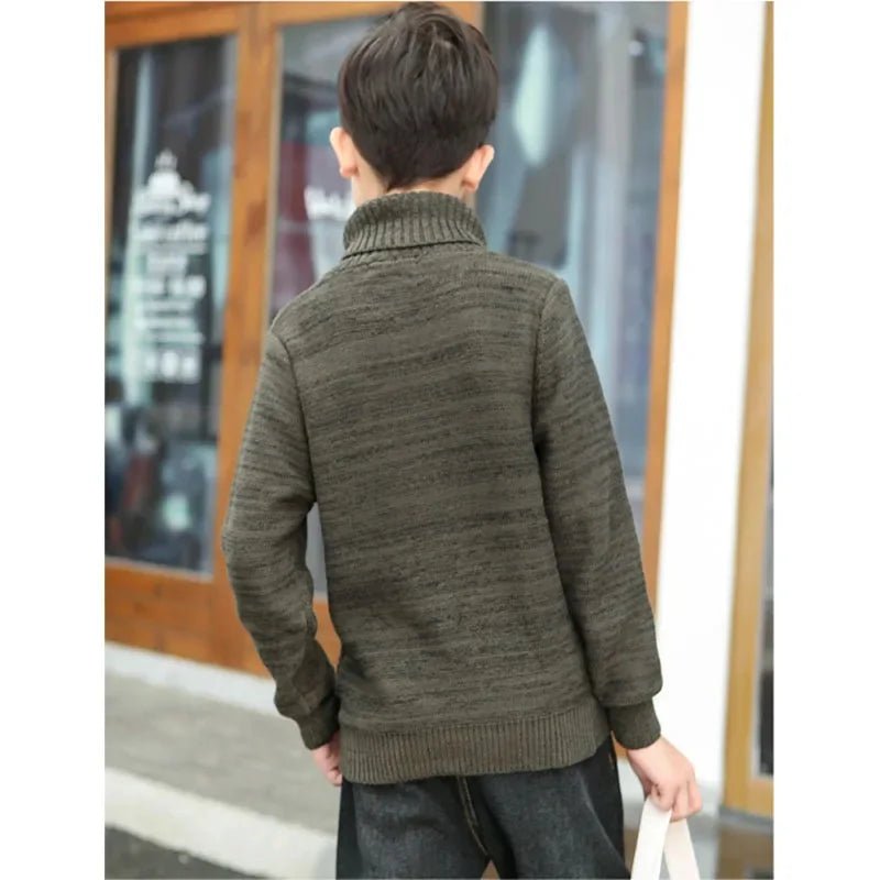 Children's Turtleneck Jumper Boys Thickened Padded Warm Sweater Autumn Winter New Girls Solid Colour Fashion Casual Coat 3 - 10Y - PratSN