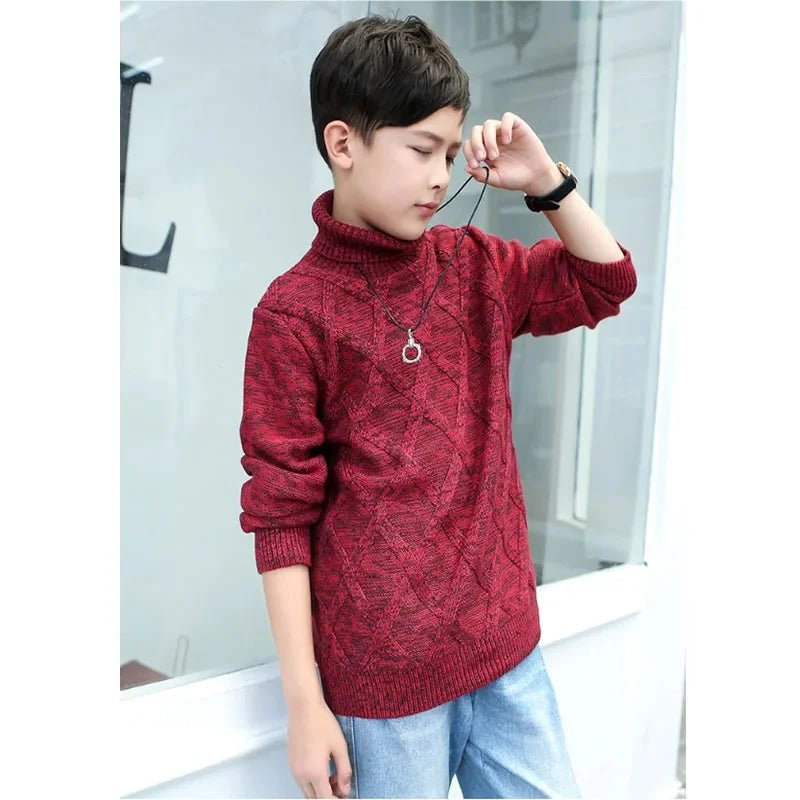 Children's Turtleneck Jumper Boys Thickened Padded Warm Sweater Autumn Winter New Girls Solid Colour Fashion Casual Coat 3 - 10Y - PratSN