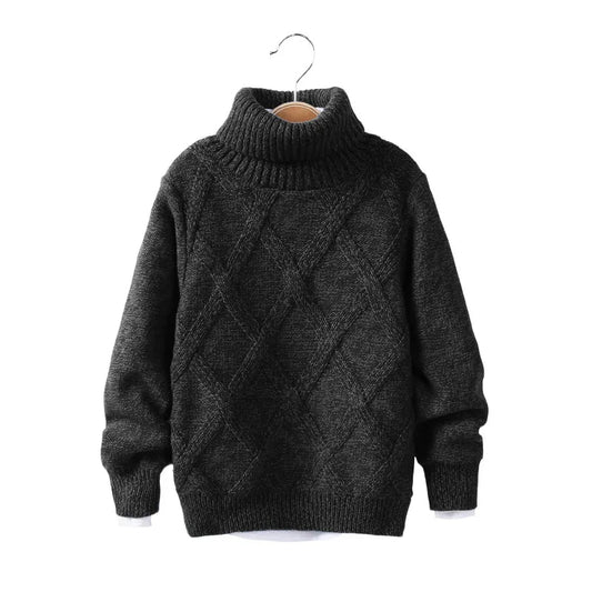 Children's Turtleneck Jumper Boys Thickened Padded Warm Sweater Autumn Winter New Girls Solid Colour Fashion Casual Coat 3 - 10Y - PratSN