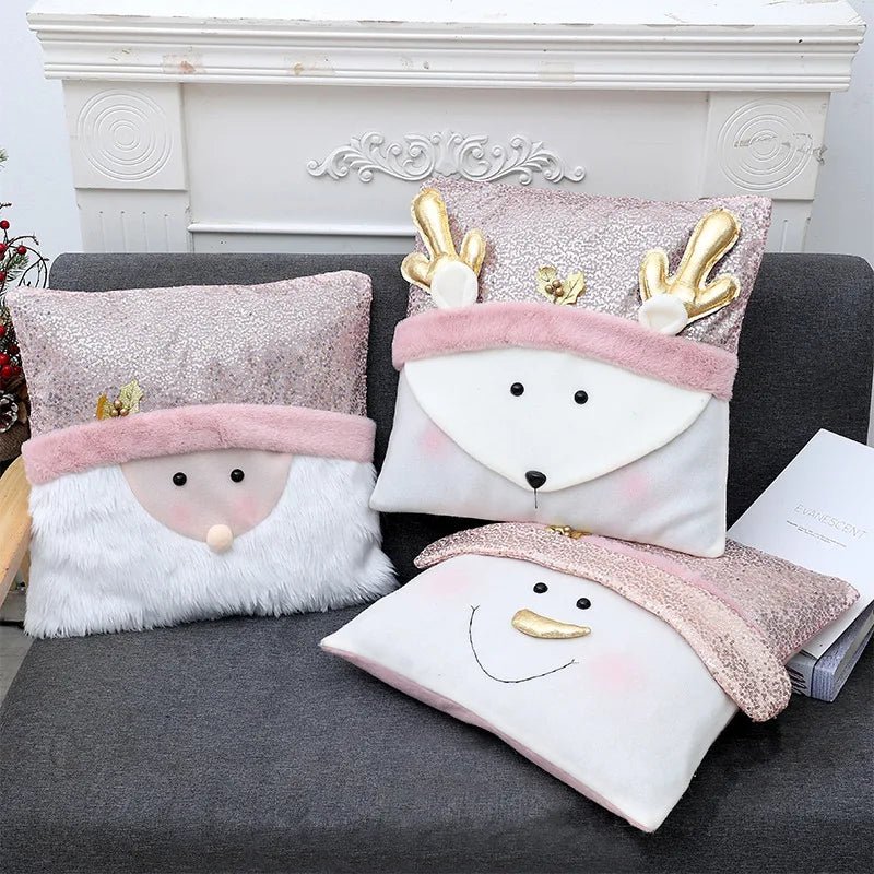 Christmas 3D Cushion Cover Snowman Santa Elk Pattern Pillowcase Sofa Cushion Covers for Home 2026 New Year Christmas Decorations - PratSN