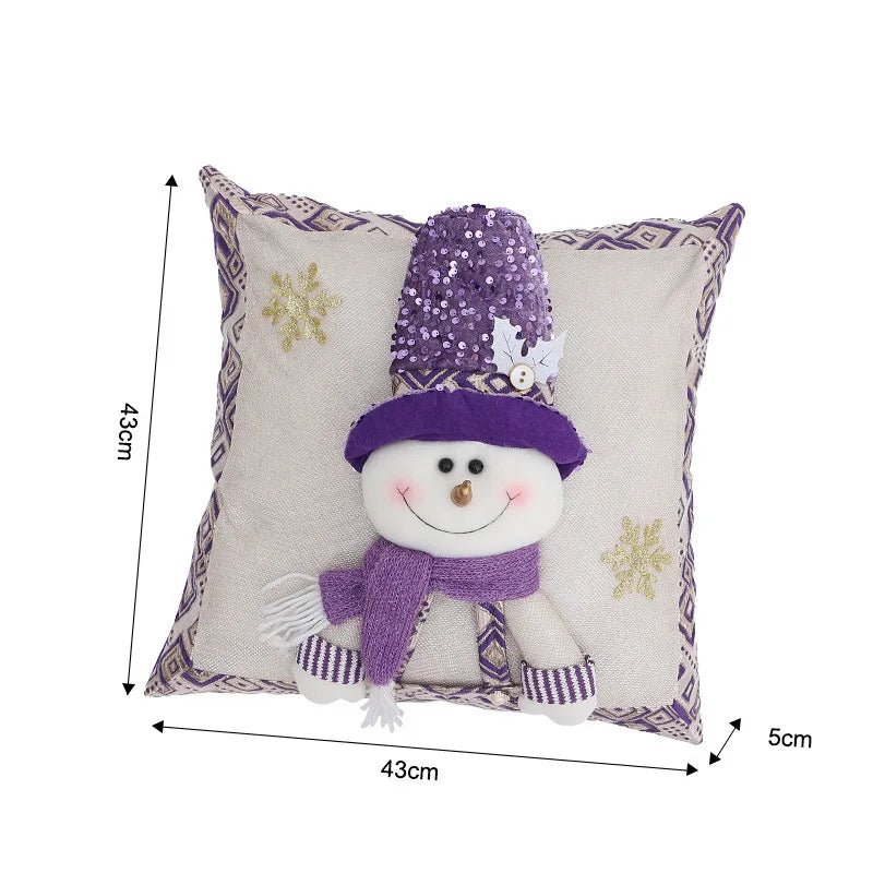 Christmas 3D Cushion Cover Snowman Santa Elk Pattern Pillowcase Sofa Cushion Covers for Home 2026 New Year Christmas Decorations - PratSN