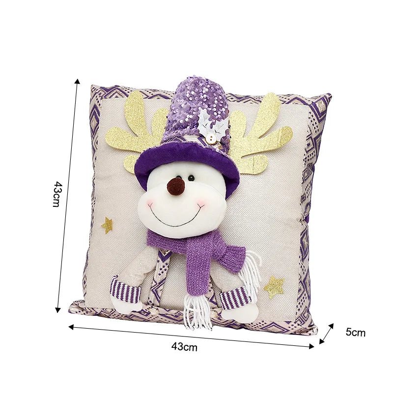 Christmas 3D Cushion Cover Snowman Santa Elk Pattern Pillowcase Sofa Cushion Covers for Home 2026 New Year Christmas Decorations - PratSN