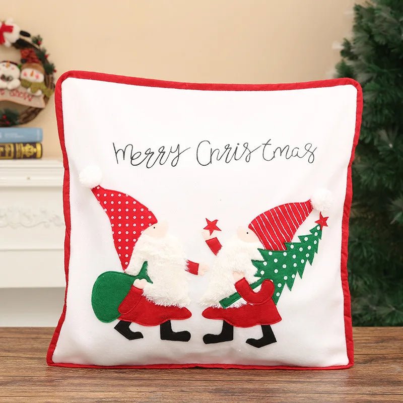 Christmas 3D Cushion Cover Snowman Santa Elk Pattern Pillowcase Sofa Cushion Covers for Home 2026 New Year Christmas Decorations - PratSN