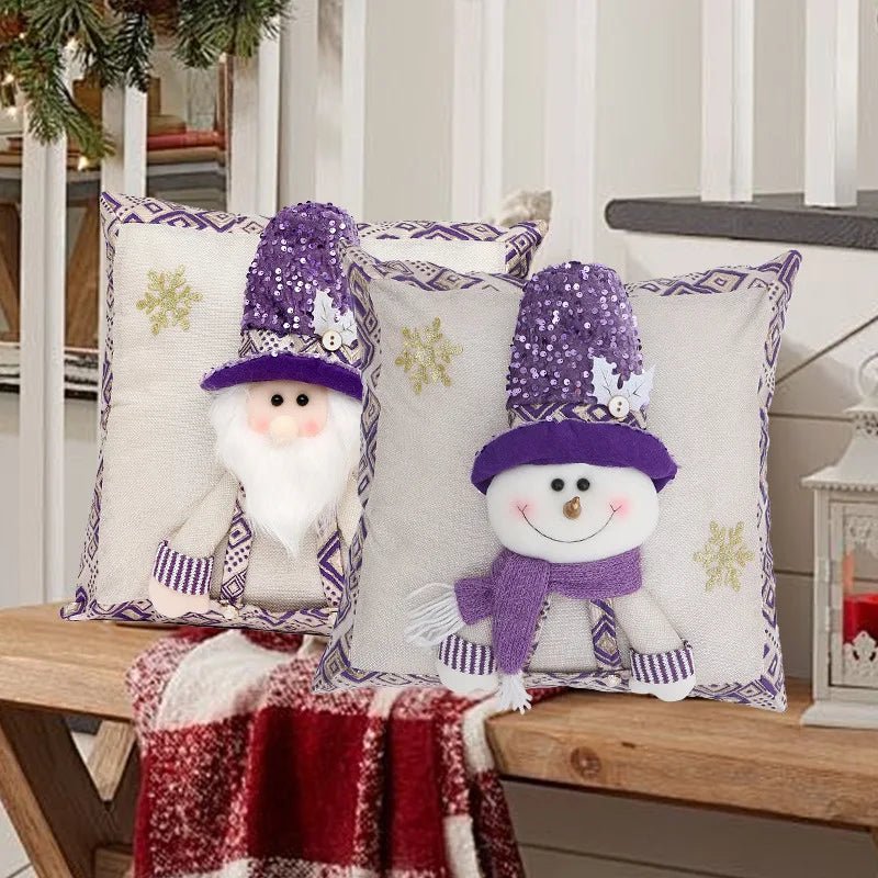 Christmas 3D Cushion Cover Snowman Santa Elk Pattern Pillowcase Sofa Cushion Covers for Home 2026 New Year Christmas Decorations - PratSN