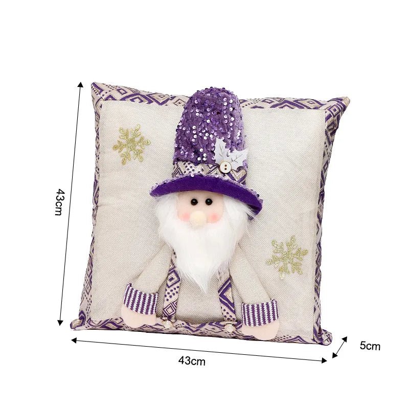 Christmas 3D Cushion Cover Snowman Santa Elk Pattern Pillowcase Sofa Cushion Covers for Home 2026 New Year Christmas Decorations - PratSN