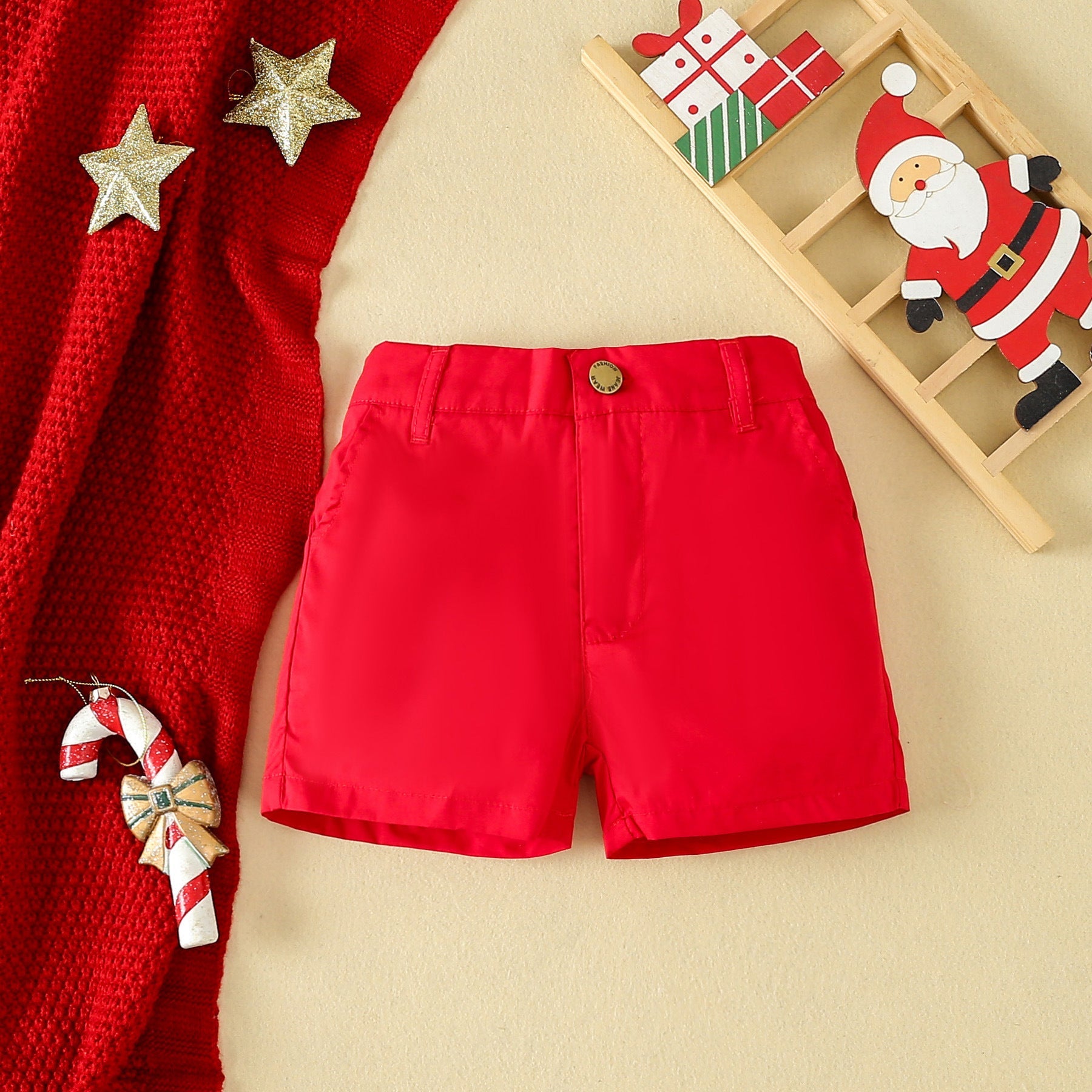 Christmas Children's Clothing Boys' Short - sleeved Printed Shirt Toddler Boys Christmas Outfits Gentleman Sets - PratSN