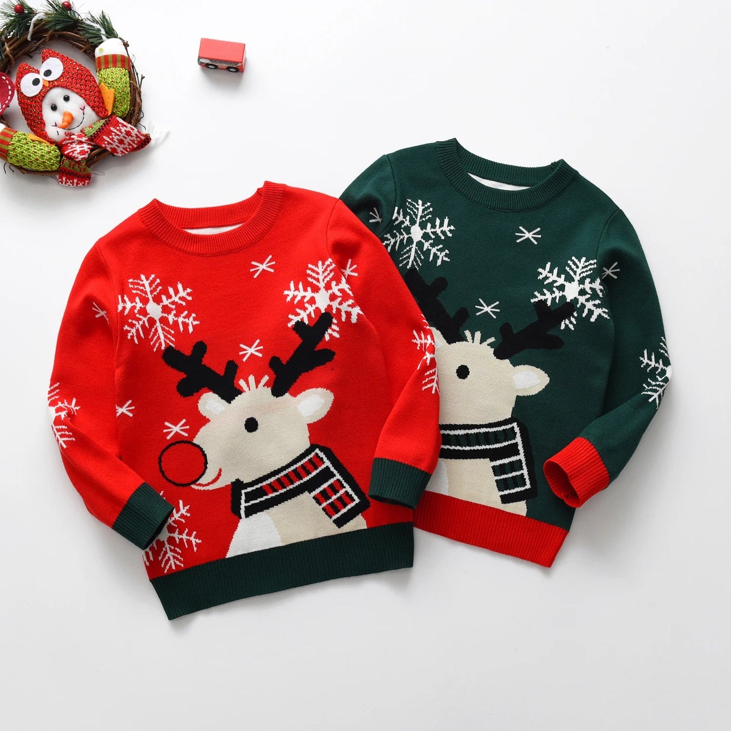 Christmas Kids Sweater New Casual Baby Warm Elk Printed Knitted Girls Sweater Boys Girls Cute Xmas Tree Pullovers Clothes - PratSN