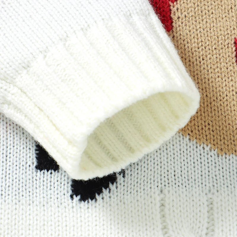 Christmas Newborn Baby Romper Knit Infant Girl Boy Jumpsuit Long Sleeve Child Xmas Clothes Fashion Cute Elk 0 - 18M Overalls 2pcs - PratSN