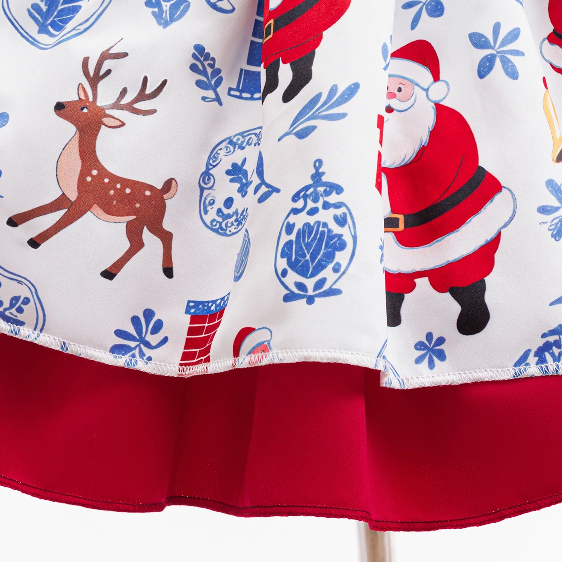 Christmas Party Girls Dresses Elegant Santa Claus Deer Printed Birthday Princess Dress for Girl Bridesmaids Wedding - PratSN