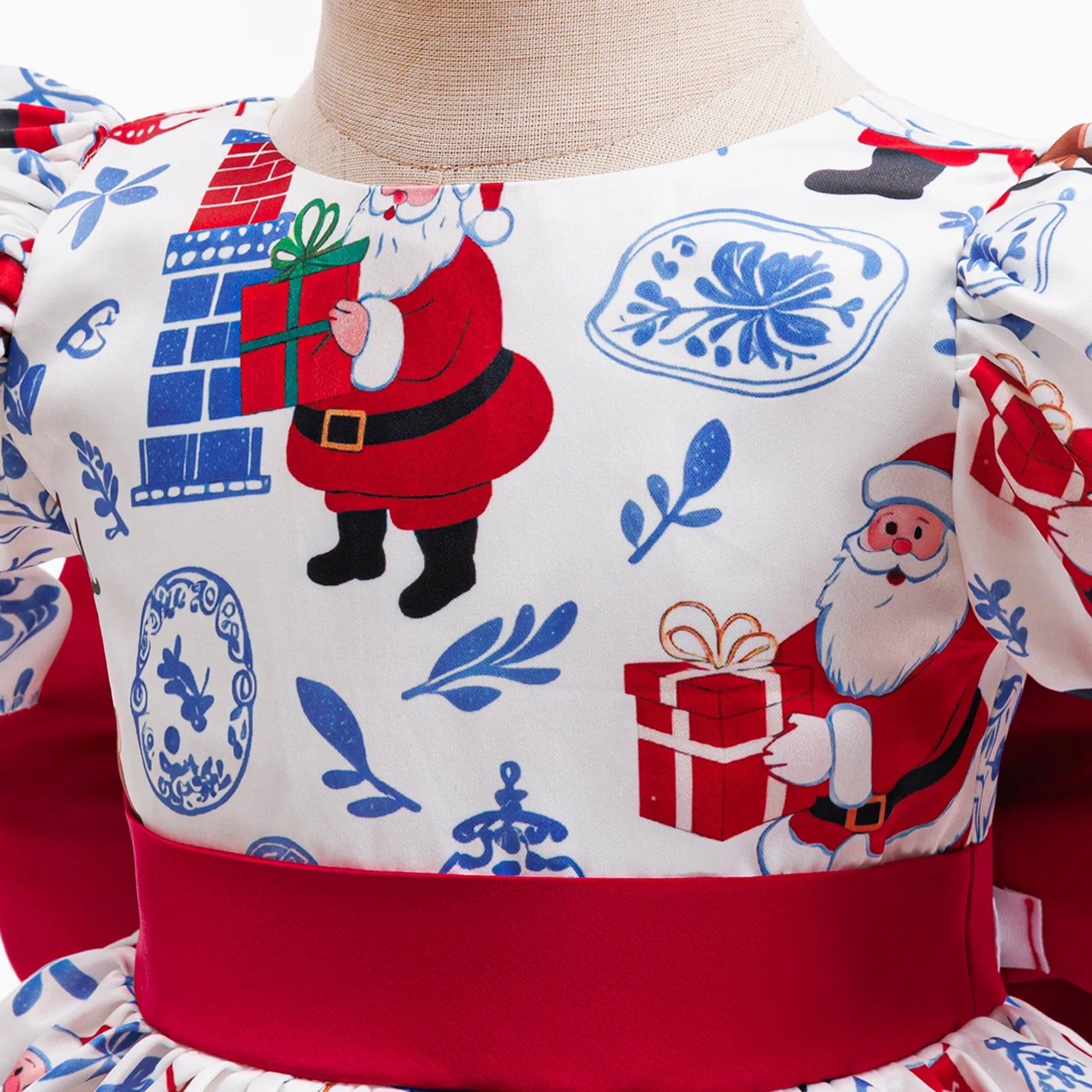 Christmas Party Girls Dresses Elegant Santa Claus Deer Printed Birthday Princess Dress for Girl Bridesmaids Wedding - PratSN