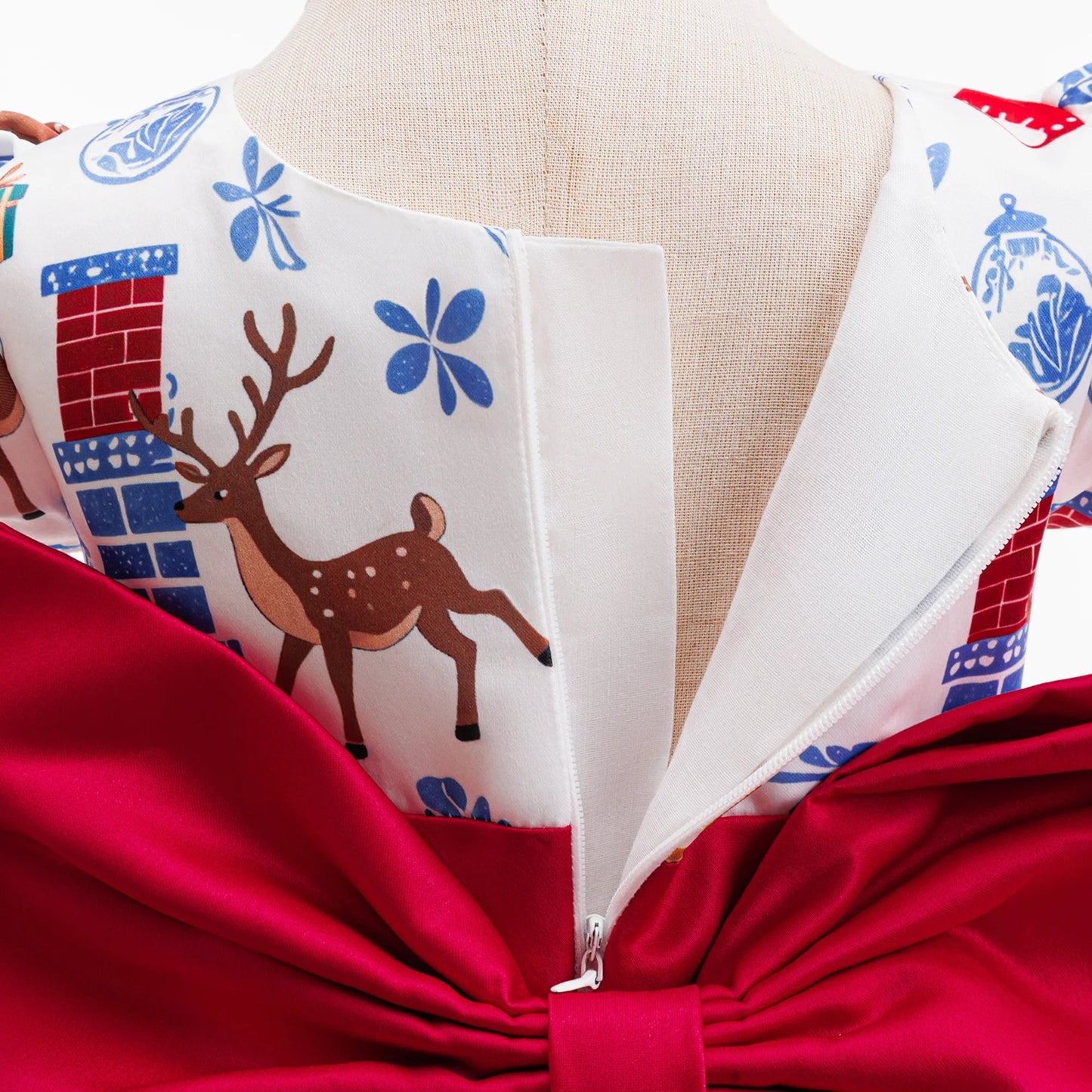 Christmas Party Girls Dresses Elegant Santa Claus Deer Printed Birthday Princess Dress for Girl Bridesmaids Wedding - PratSN