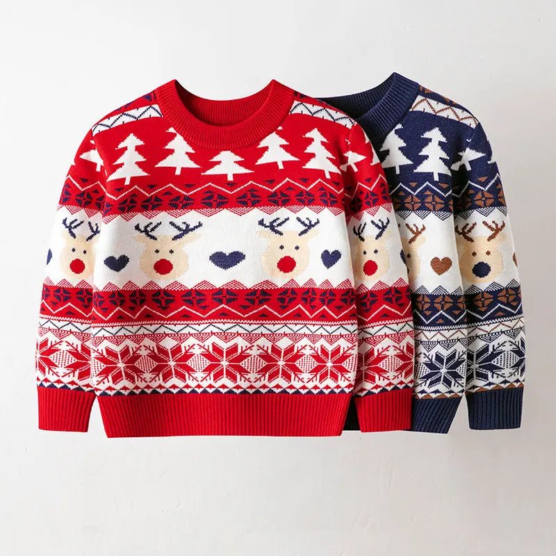 Christmas Sweaters Children Autumn Winter Warm Pullover Baby Cartoon Knitted Sweaters Kids Clothes 2 - 6 Year Boy Girl Xmas Jumper - PratSN