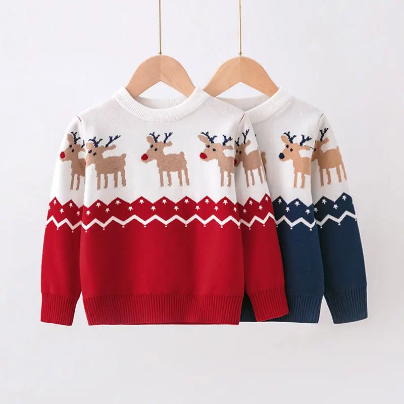 Christmas Sweaters Children Autumn Winter Warm Pullover Baby Cartoon Knitted Sweaters Kids Clothes 2 - 6 Year Boy Girl Xmas Jumper - PratSN