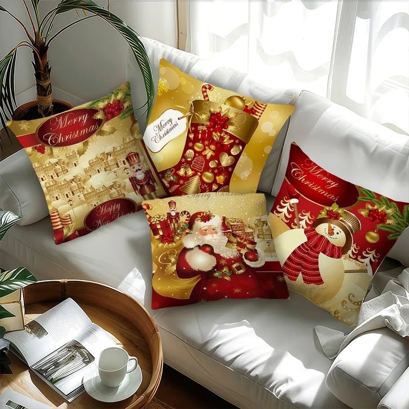 Christmas Throw Pillow Cover Christmas Tree Candy Pillow Cover Santa Gift 18x18 inch Warm Hearted Cartoon Sofa Home Decoration - PratSN