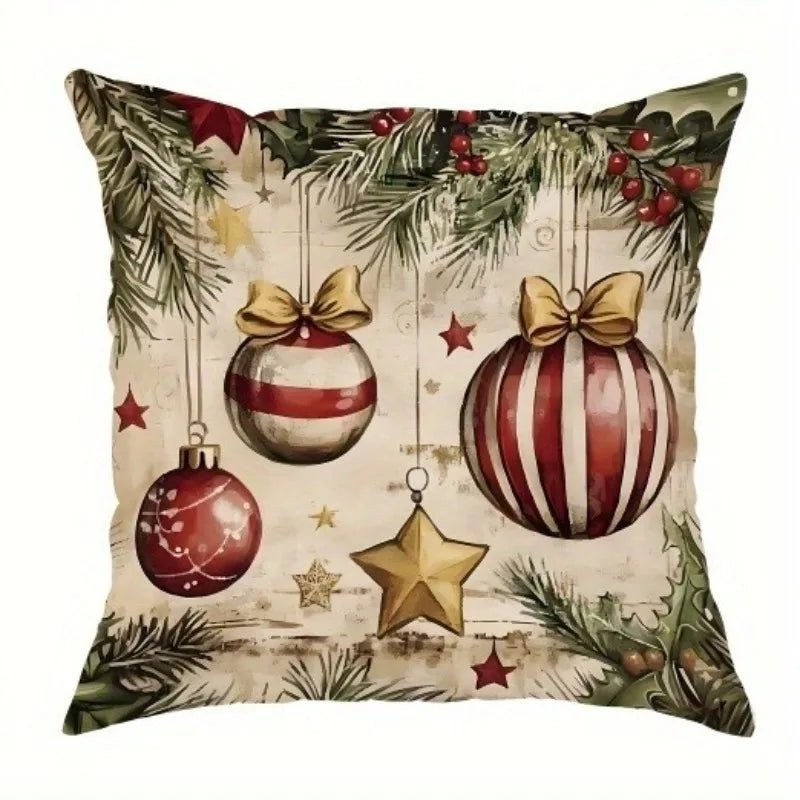 Christmas Throw Pillow Cover Christmas Tree Candy Pillow Cover Santa Gift 18x18 inch Warm Hearted Cartoon Sofa Home Decoration - PratSN