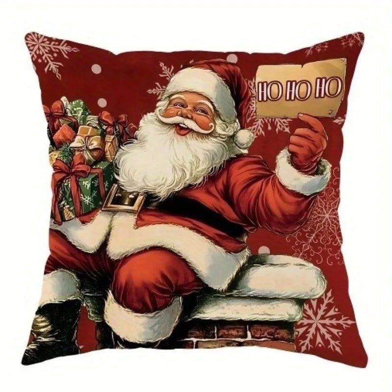 Christmas Throw Pillow Cover Christmas Tree Candy Pillow Cover Santa Gift 18x18 inch Warm Hearted Cartoon Sofa Home Decoration - PratSN