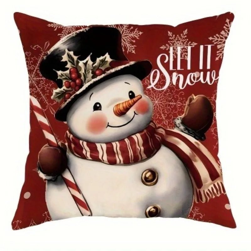 Christmas Throw Pillow Cover Christmas Tree Candy Pillow Cover Santa Gift 18x18 inch Warm Hearted Cartoon Sofa Home Decoration - PratSN
