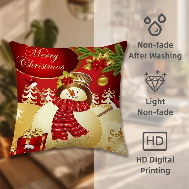 Christmas Throw Pillow Cover Christmas Tree Candy Pillow Cover Santa Gift 18x18 inch Warm Hearted Cartoon Sofa Home Decoration - PratSN