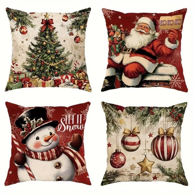 Christmas Throw Pillow Cover Christmas Tree Candy Pillow Cover Santa Gift 18x18 inch Warm Hearted Cartoon Sofa Home Decoration - PratSN