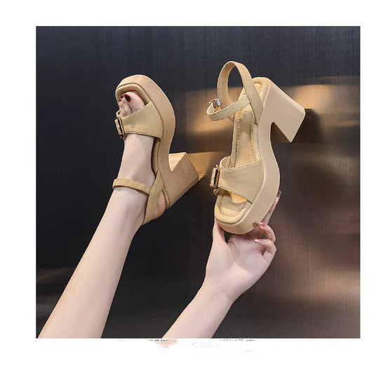 Chunky Heel Waterproof Platform Super High Heel Platform Sandals - PratSN