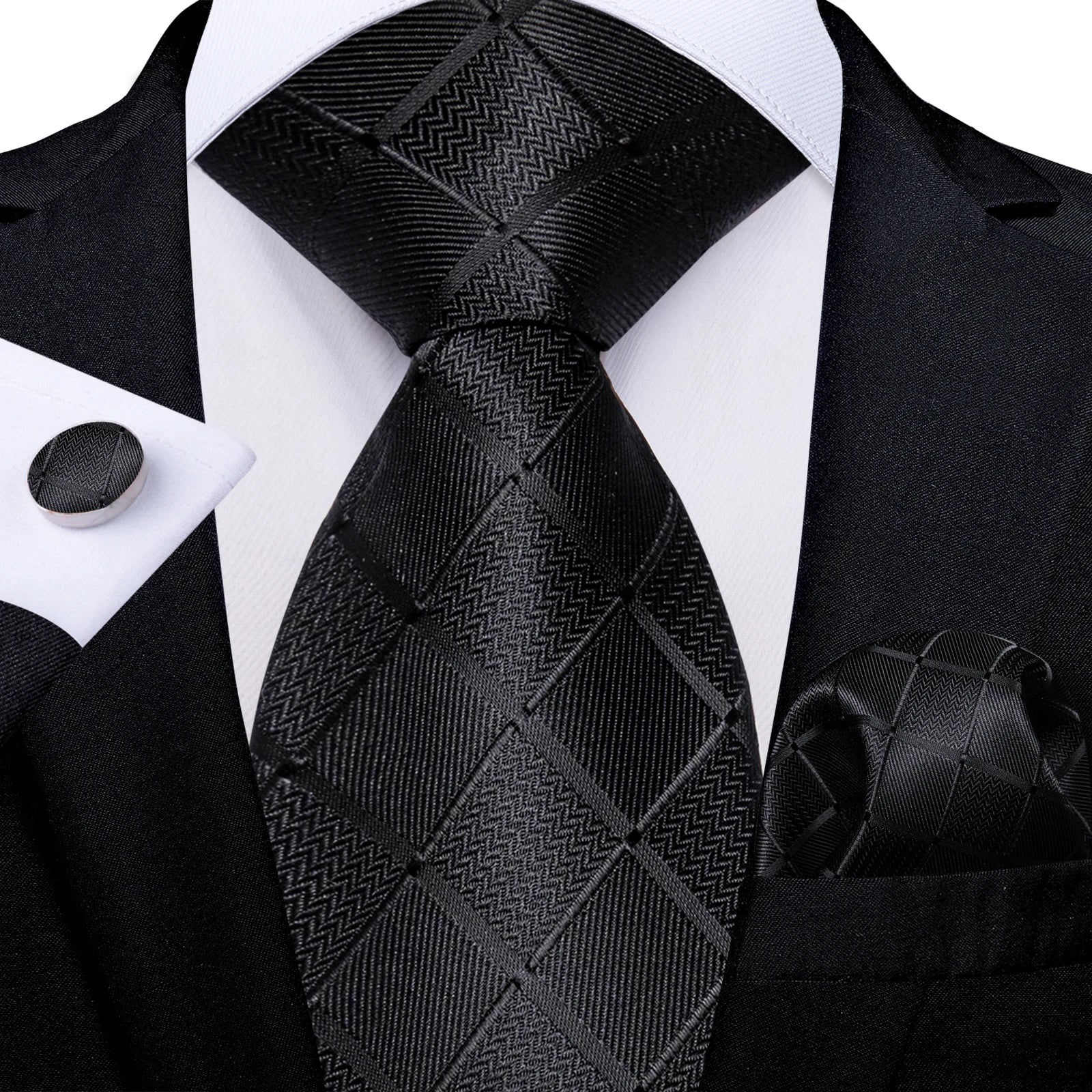 Classic Business Design Jacquard Paisley Men's Silk Tie Gift Tie Cufflinks Hanky 3PCS One Set - PratSN
