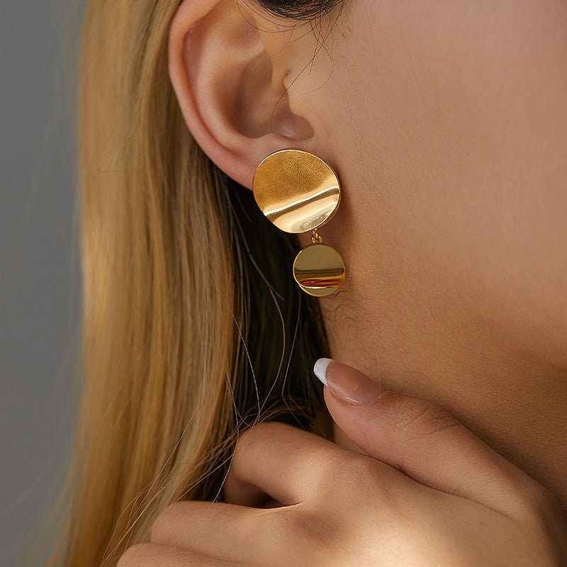 Color Retention Copper Plating 18K Real Gold Overlapping Design Double Layers Loving Heart Earrings - PratSN