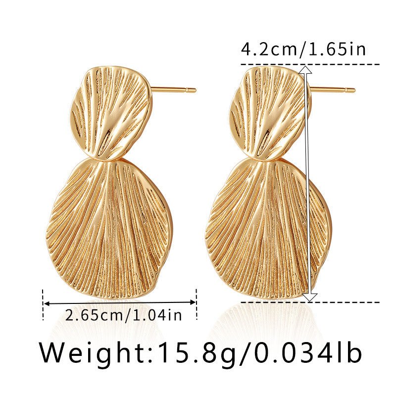 Color Retention Copper Plating 18K Real Gold Overlapping Design Double Layers Loving Heart Earrings - PratSN