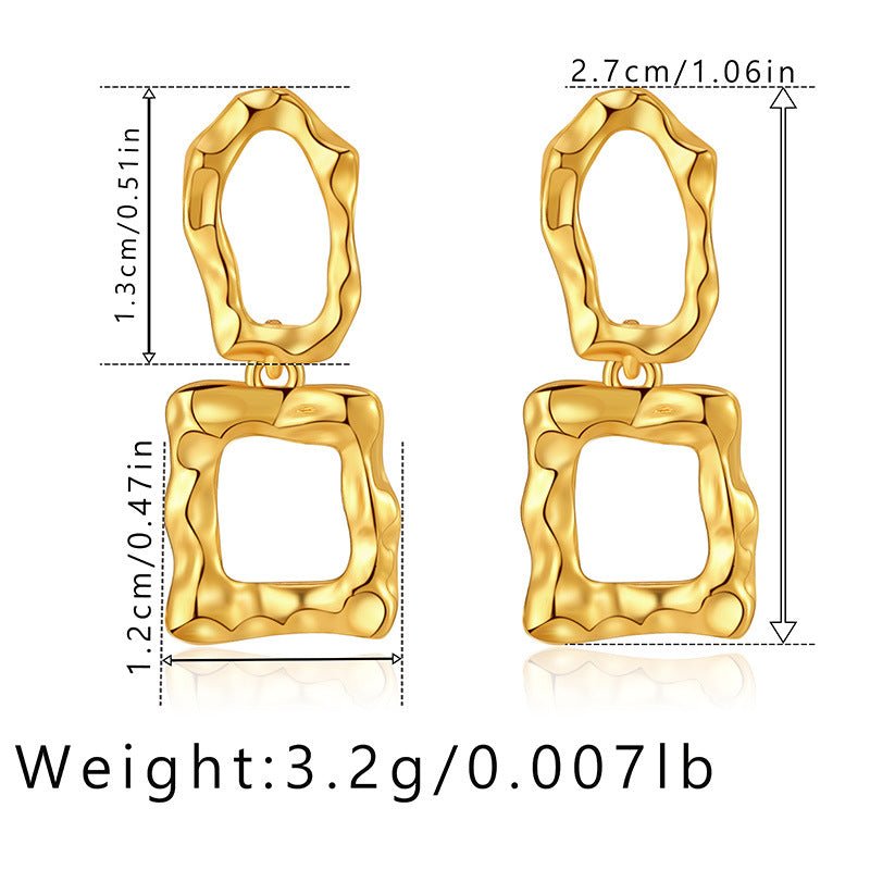 Color Retention Copper Plating 18K Real Gold Overlapping Design Double Layers Loving Heart Earrings - PratSN