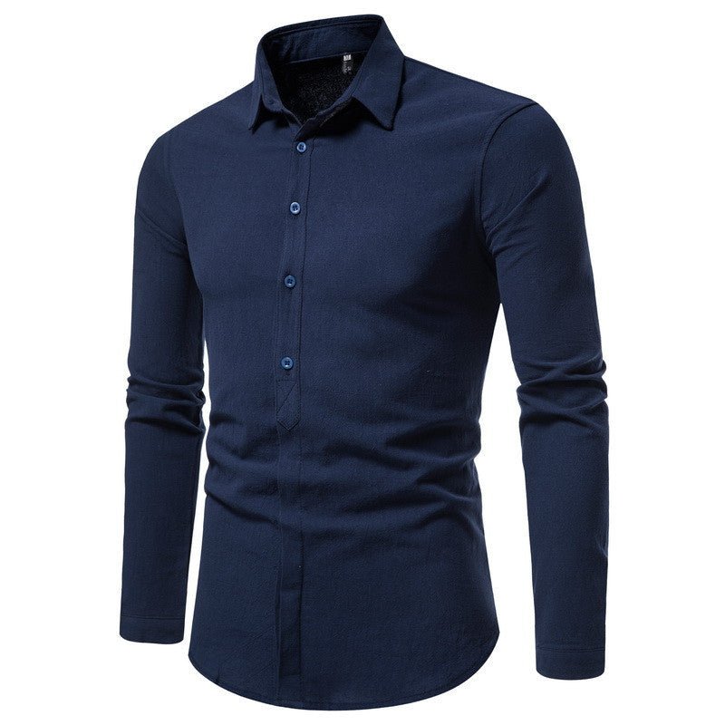Cotton Double Placket Shirt Men's Fashion Long - sleeved Shirt - PratSN